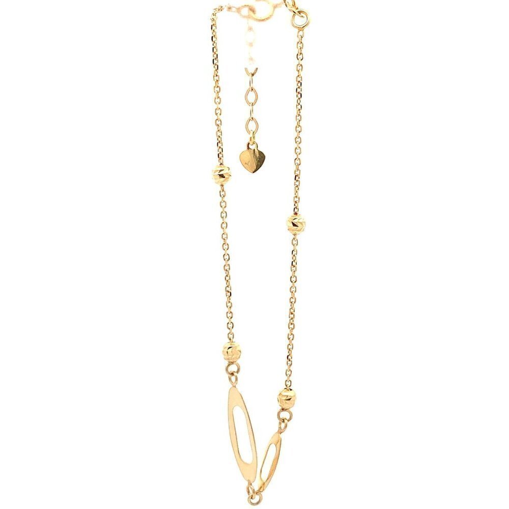 18K Yellow Gold Bracelet Oval Beads Size 7 inches plus one inch Extension Charm - Picture 7 of 13
